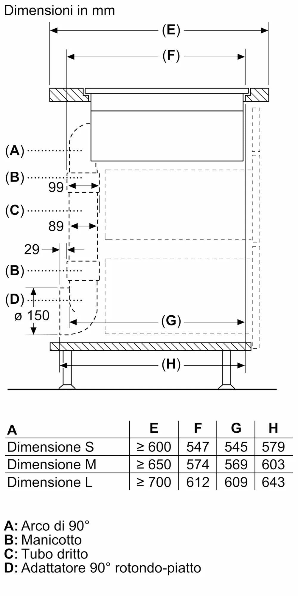 Piano a induzione con cappa integrata 80 cm flush mount V68PYX4C0