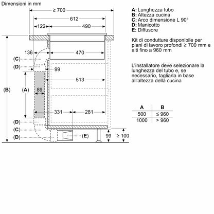 Piano a induzione con cappa integrata 80 cm Nero opaco, Flex Design V68YYX4B0