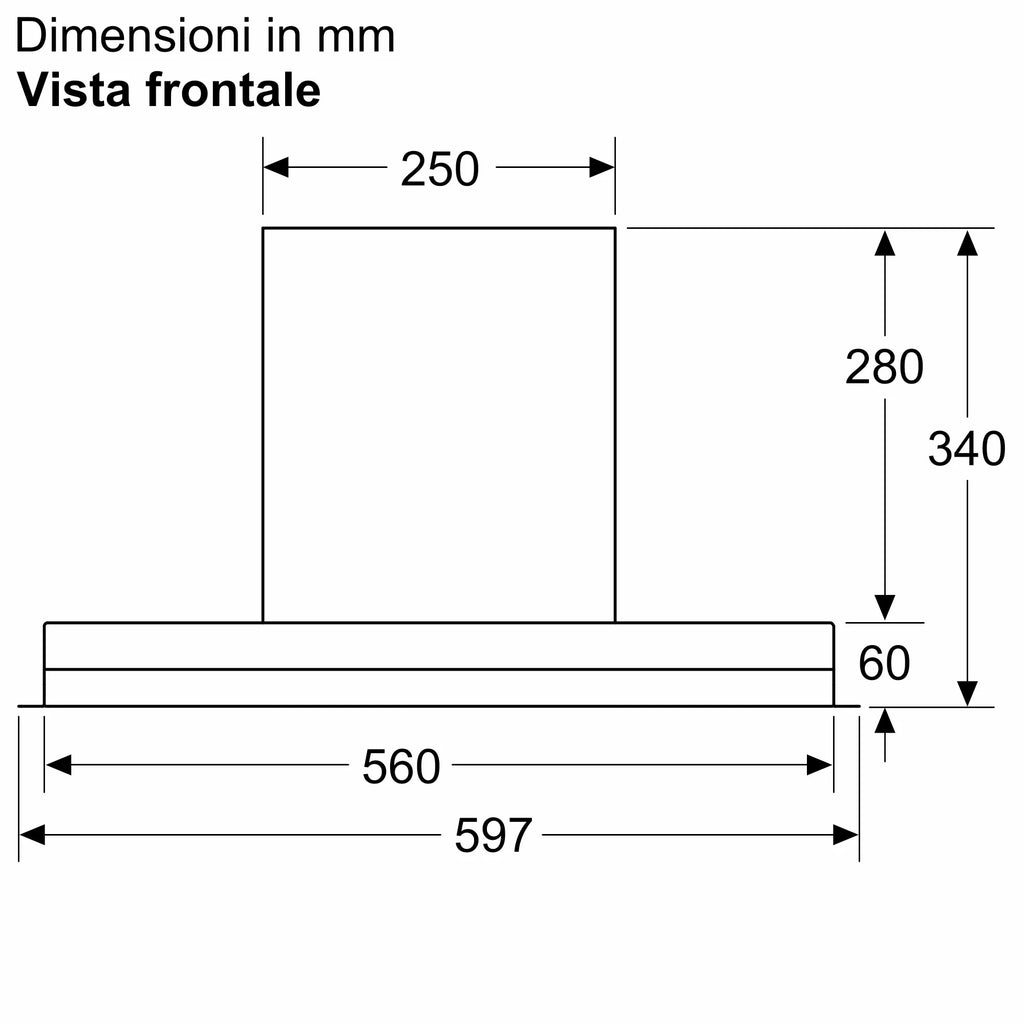 Cappe integrate nel pensile 60 cm In vetro nero, Nero D65XAM2S0