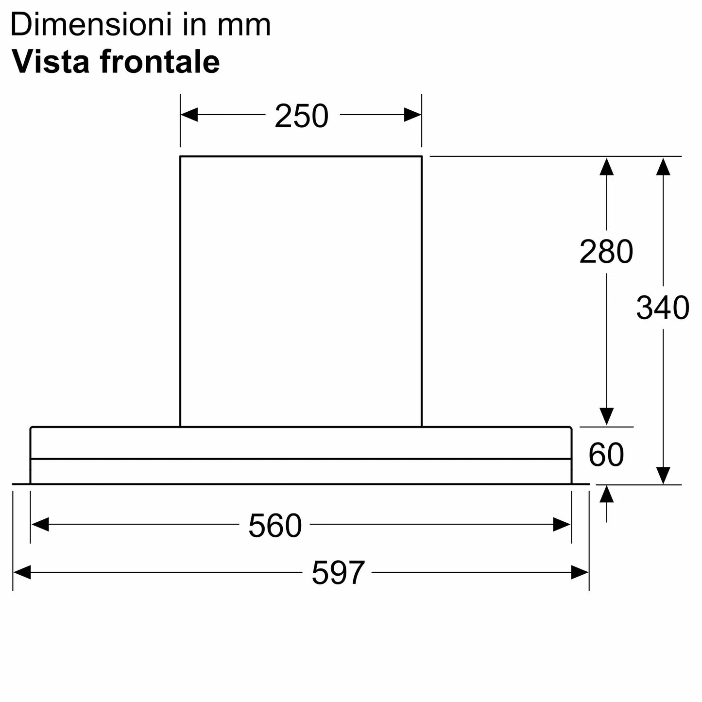Cappe integrate nel pensile 60 cm In vetro nero, Nero D65XAM2S0