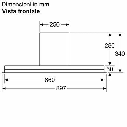 Cappe integrate nel pensile 90 cm In vetro nero, Nero D95XAM2S0