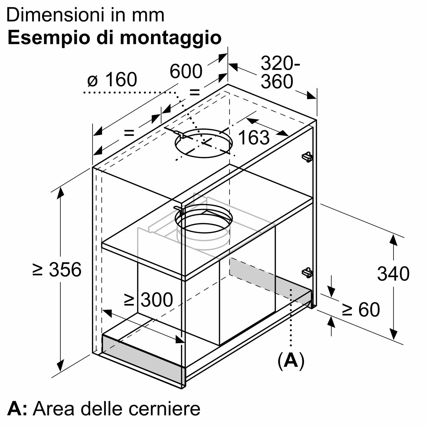 Cappe integrate nel pensile 60 cm In vetro nero, Nero D65XAM2S0