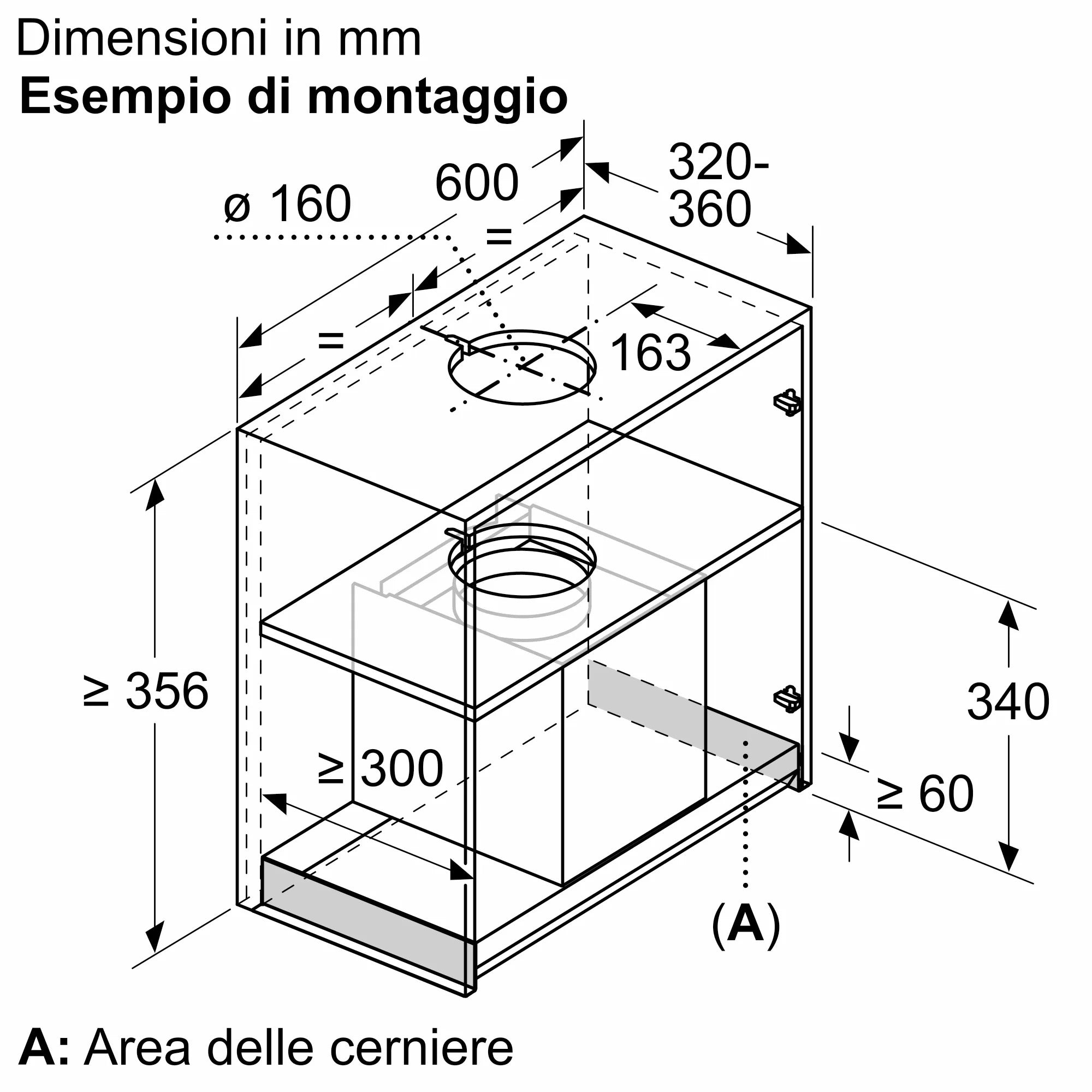Cappe integrate nel pensile 60 cm In vetro nero, Nero D65XAM2S0