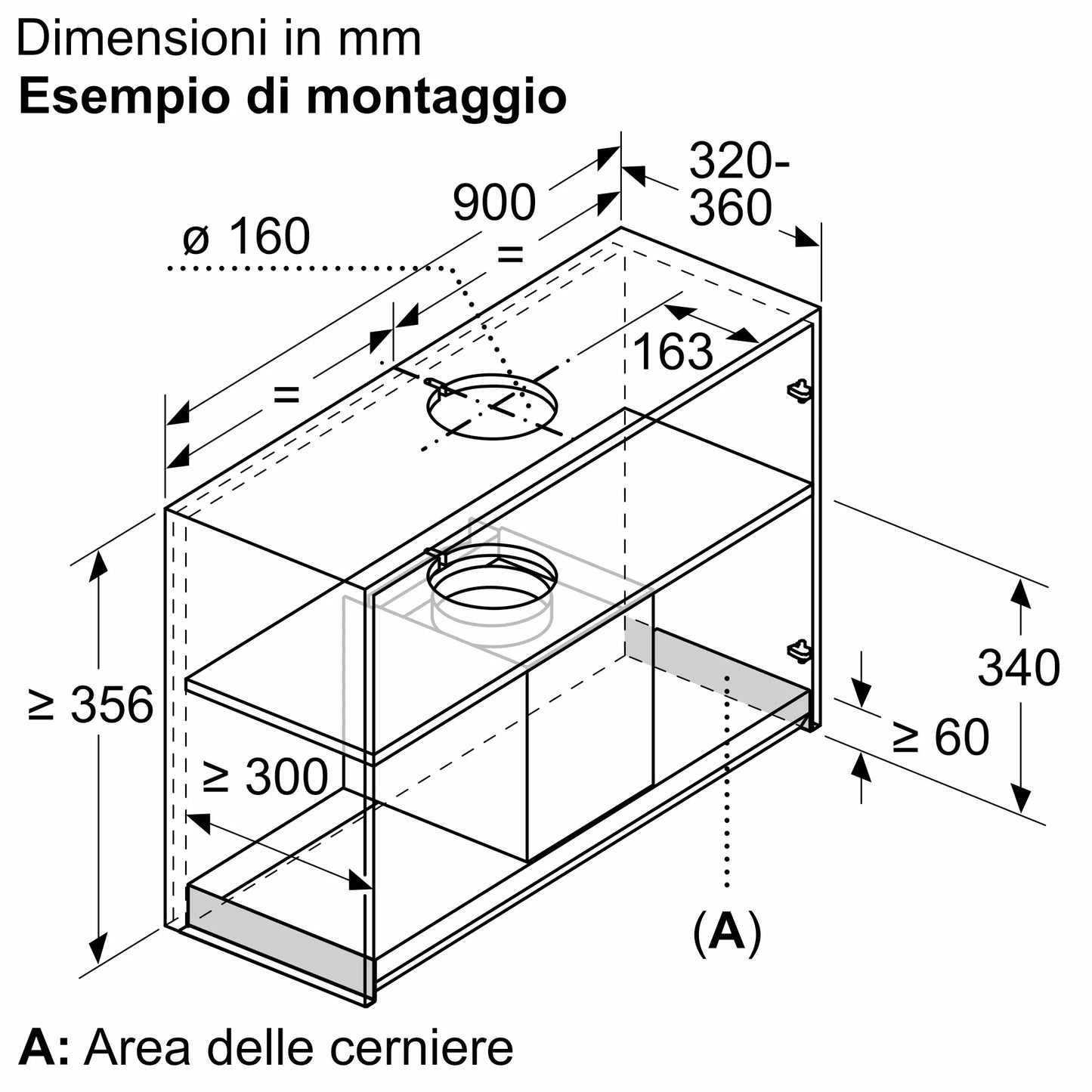Cappe integrate nel pensile 90 cm In vetro nero, Nero D95XAM2S0