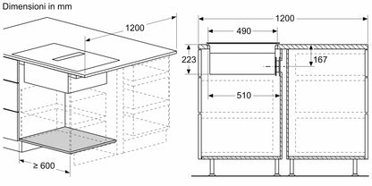 Piano a induzione con cappa integrata 80 cm senza profili V58NHQ4L0
