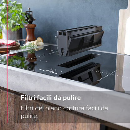 Piano a induzione con cappa integrata 80 cm senza profili V58NBS1L0