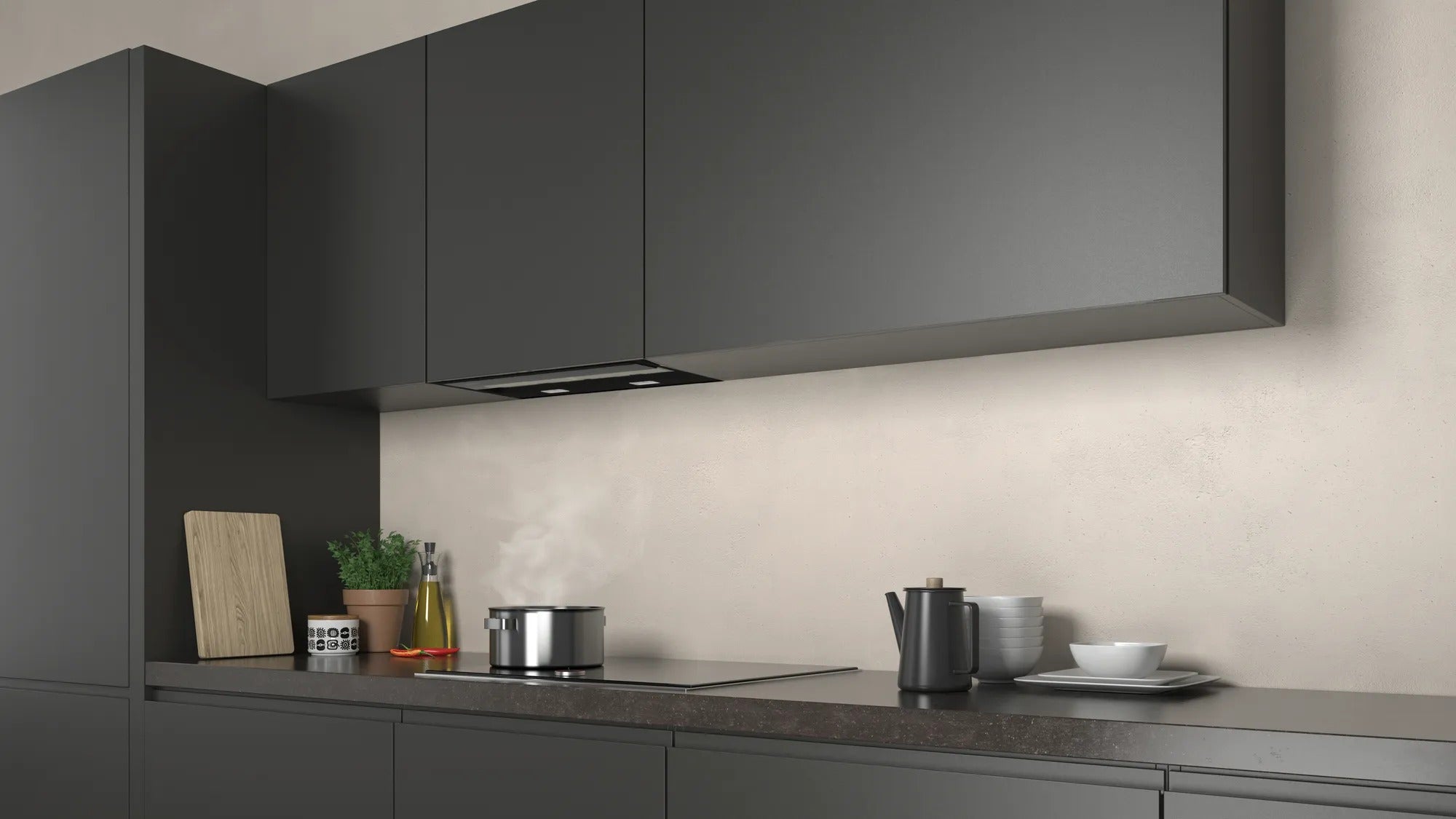 Cappe integrate nel pensile 60 cm In vetro nero, Nero D65XAM2S0
