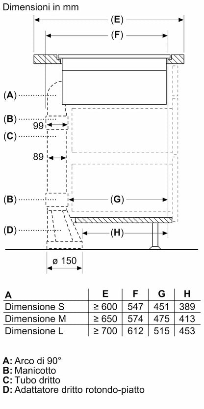 Piano a induzione con cappa integrata 80 cm Nero opaco V68PYX4B0