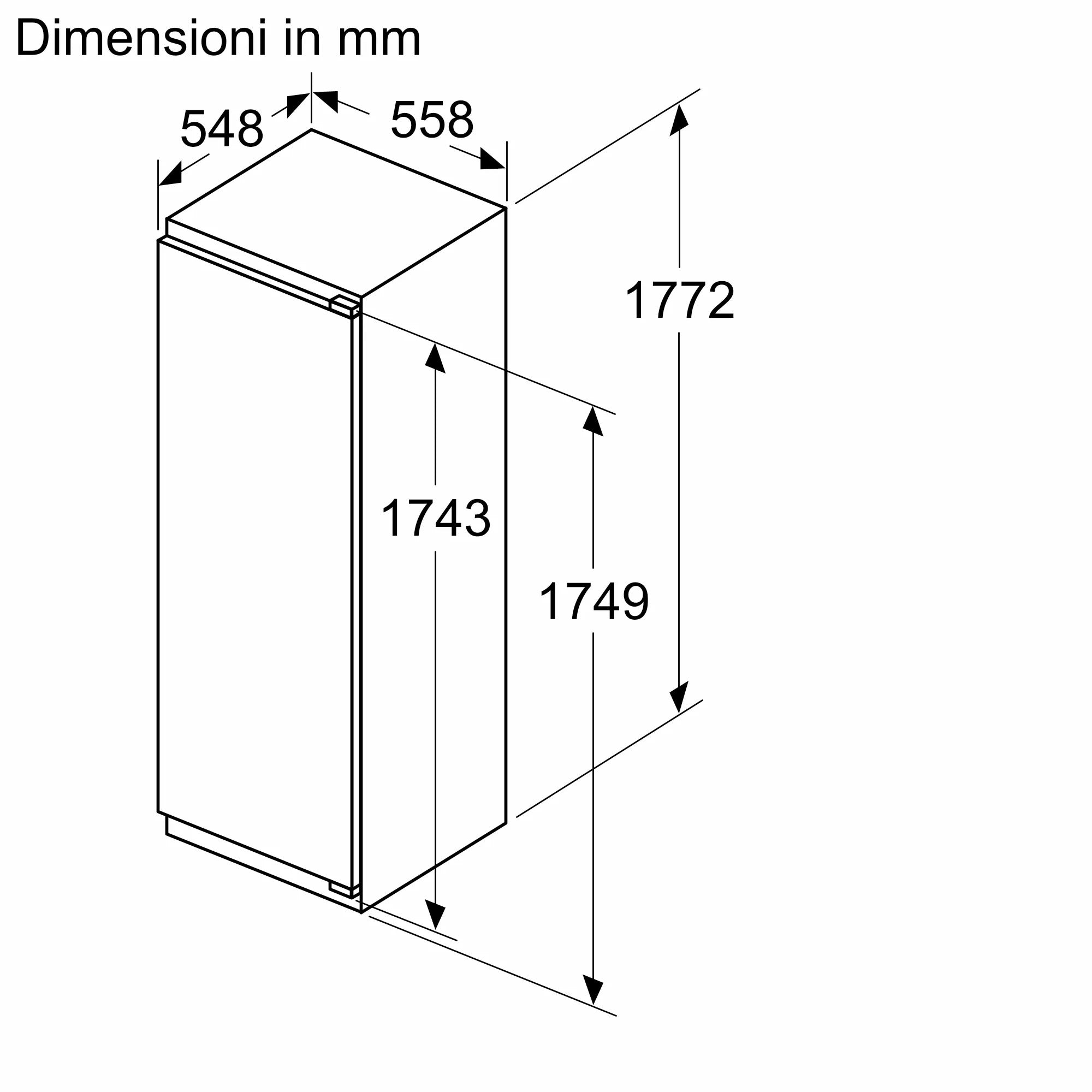 Built-in fridge 177.2 x 55.8 cm cerniera piatta soft closing KI1816DD0