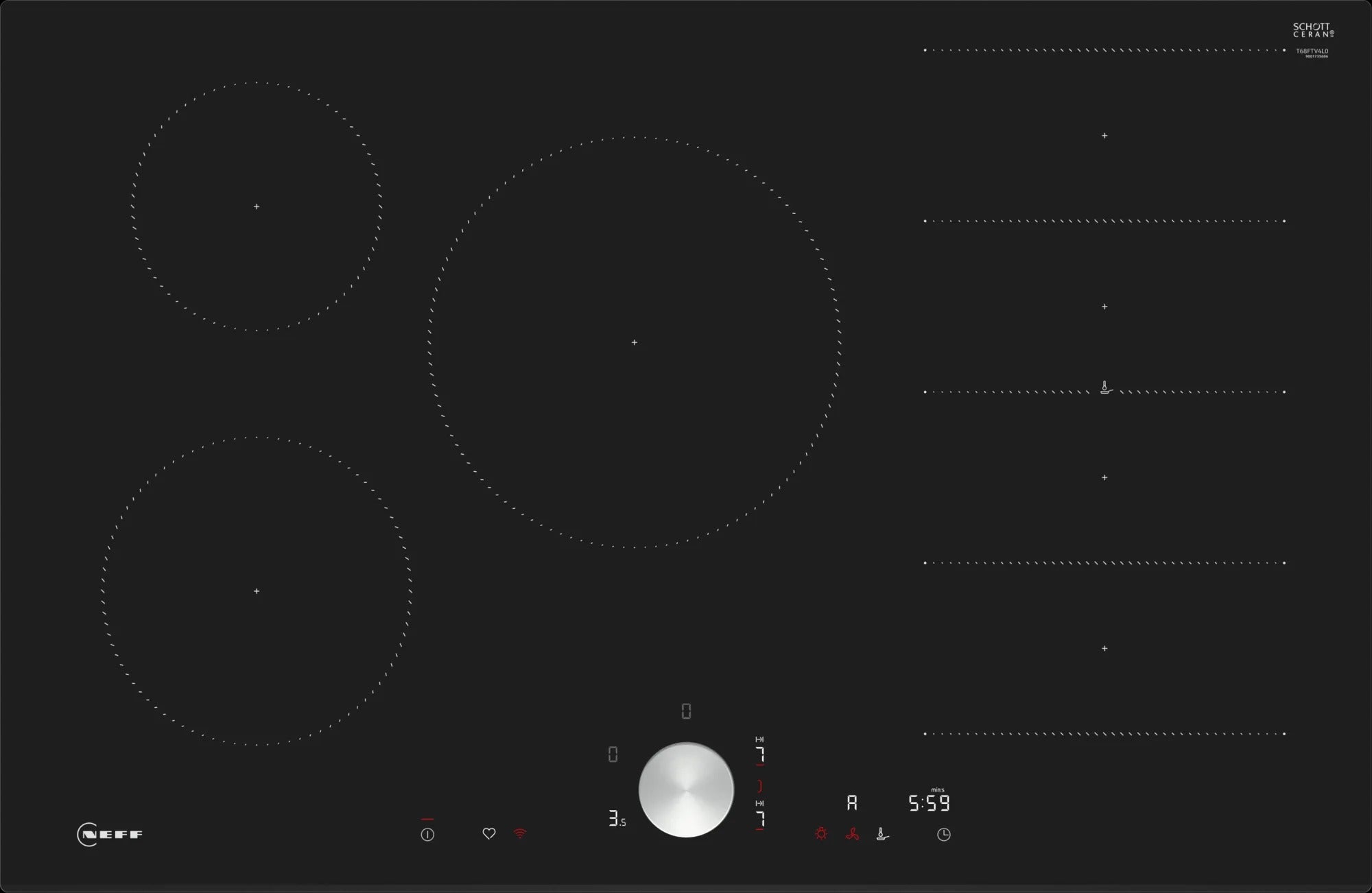 Piano cottura a induzione 80 cm senza profili T68FTV4L0