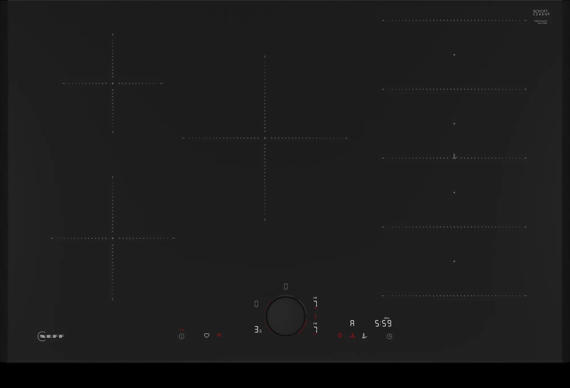 Piano cottura a induzione 80 cm Flex Design T68YYV4C0