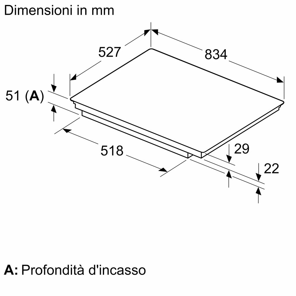 Piano cottura a induzione 80 cm Flex Design T68YYV4C0
