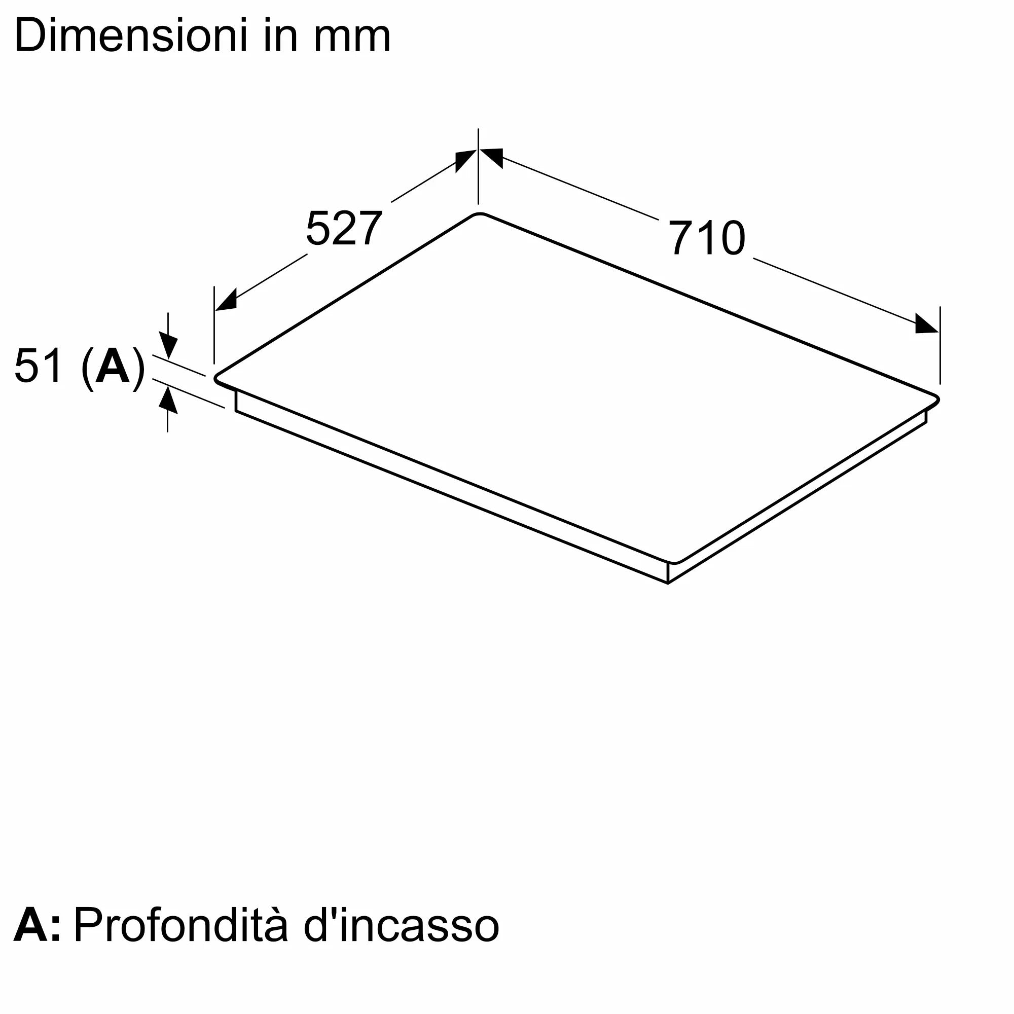 Piano cottura a induzione 70 cm con profili T67TTX4L0