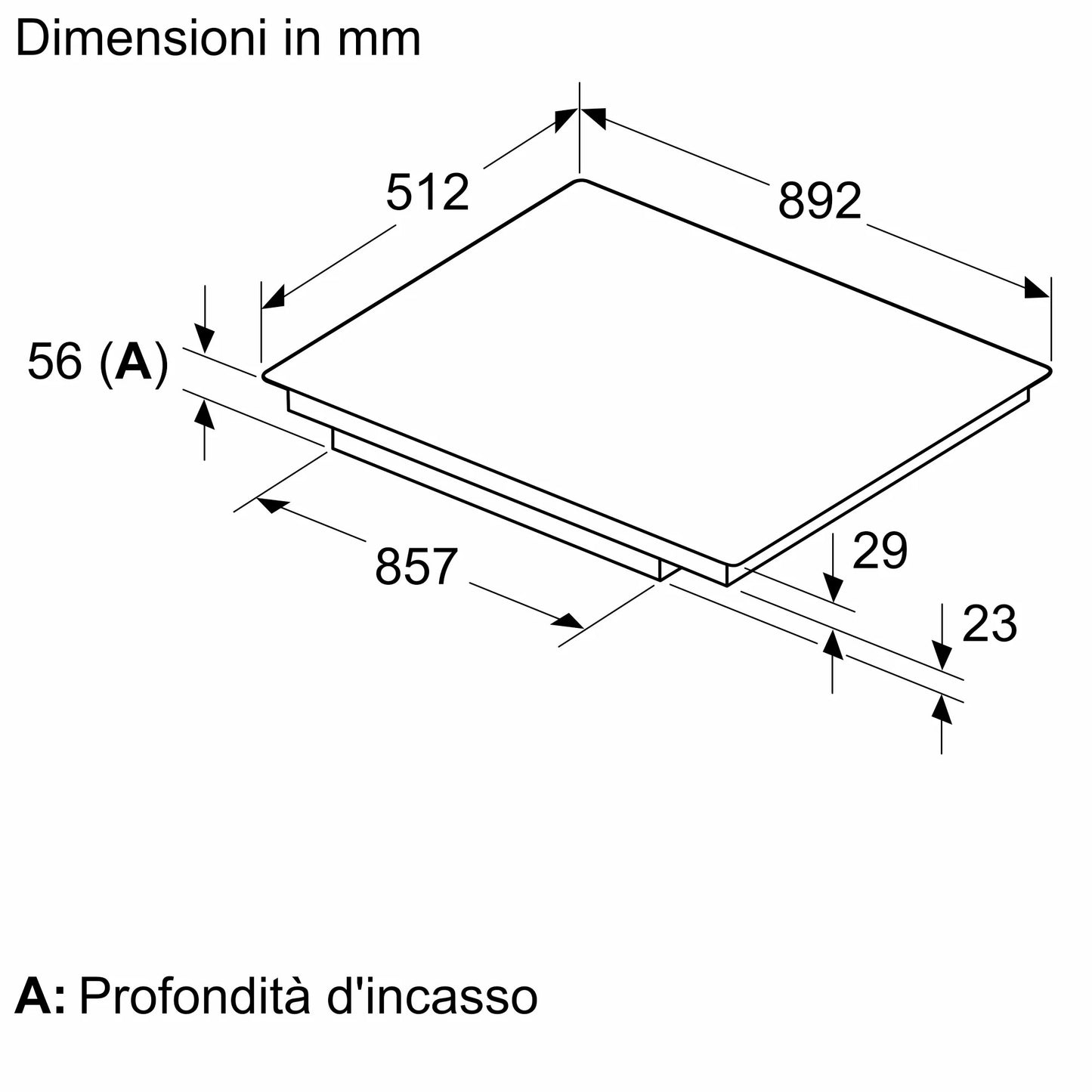 Piano cottura a induzione 90 cm flush mount T69PYV4C0