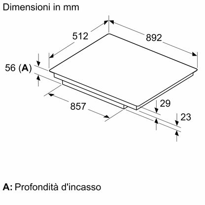 Piano cottura a induzione 90 cm flush mount T69PYV4C0