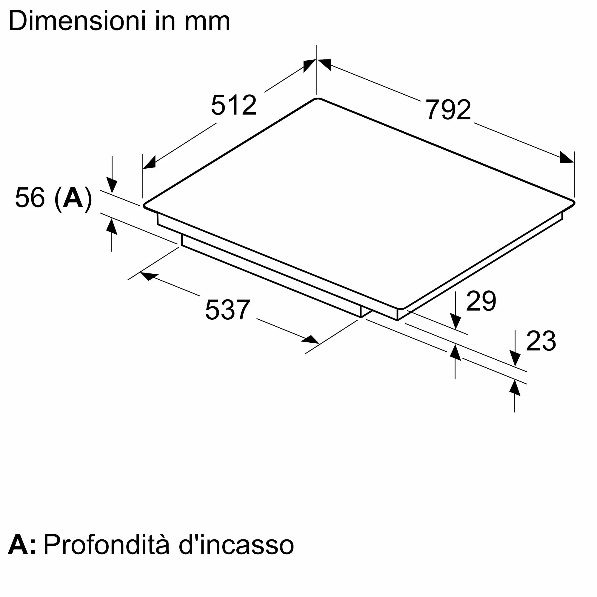 Piano cottura a induzione 80 cm flush mount T68PYV4C0