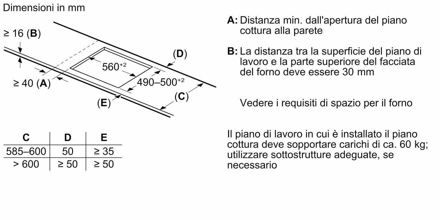 Piano cottura a induzione 60 cm senza profili T66FHE4L0