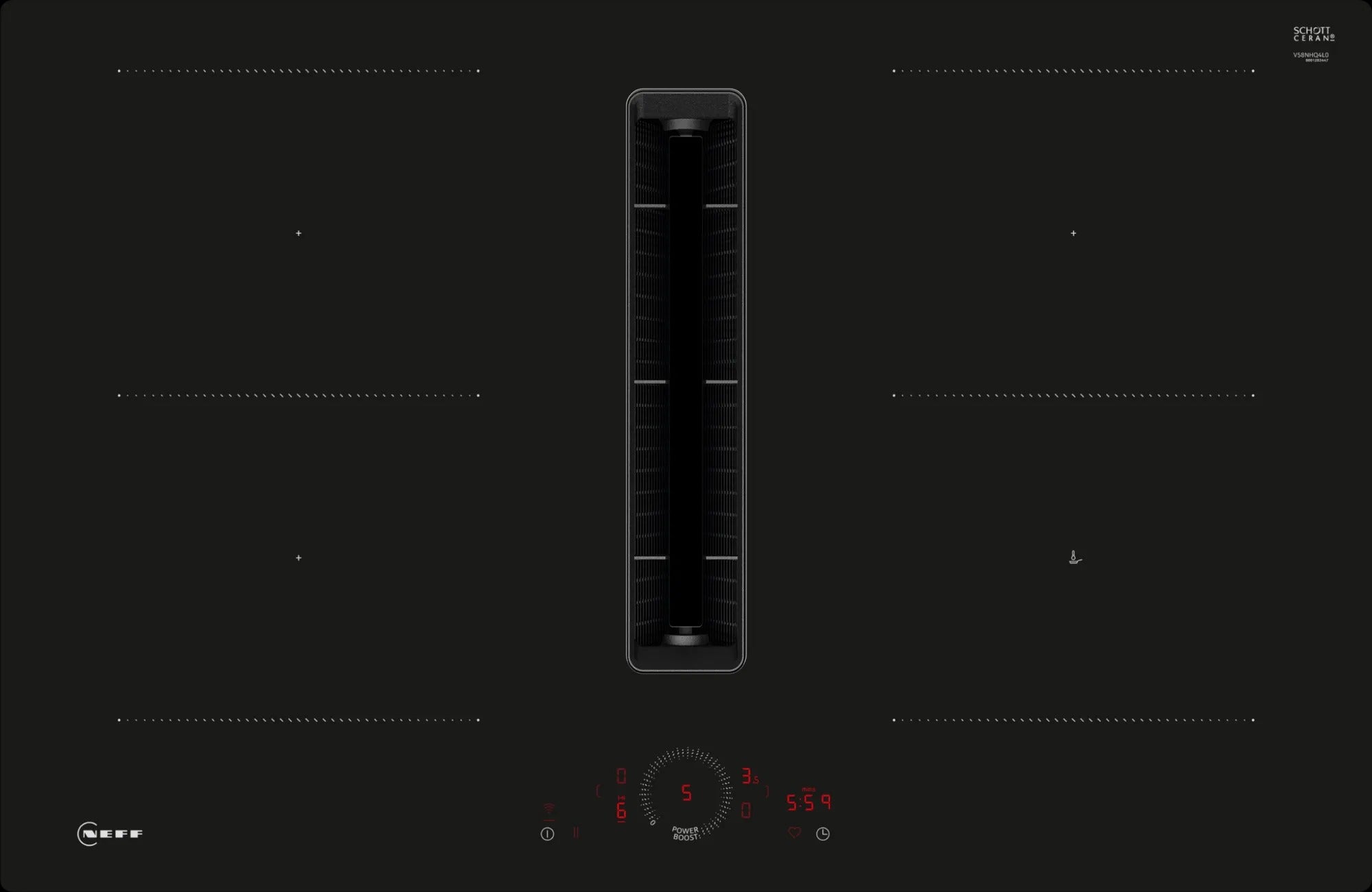 Piano a induzione con cappa integrata 80 cm senza profili V58NHQ4L0