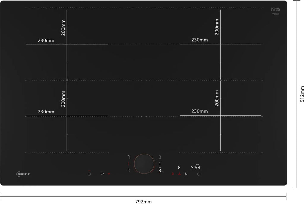Piano cottura a induzione 80 cm flush mount T68PYY4C0