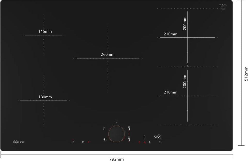 Piano cottura a induzione 80 cm flush mount T68PYV4C0
