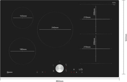 Piano cottura a induzione 80 cm senza profili T68FTV4L0