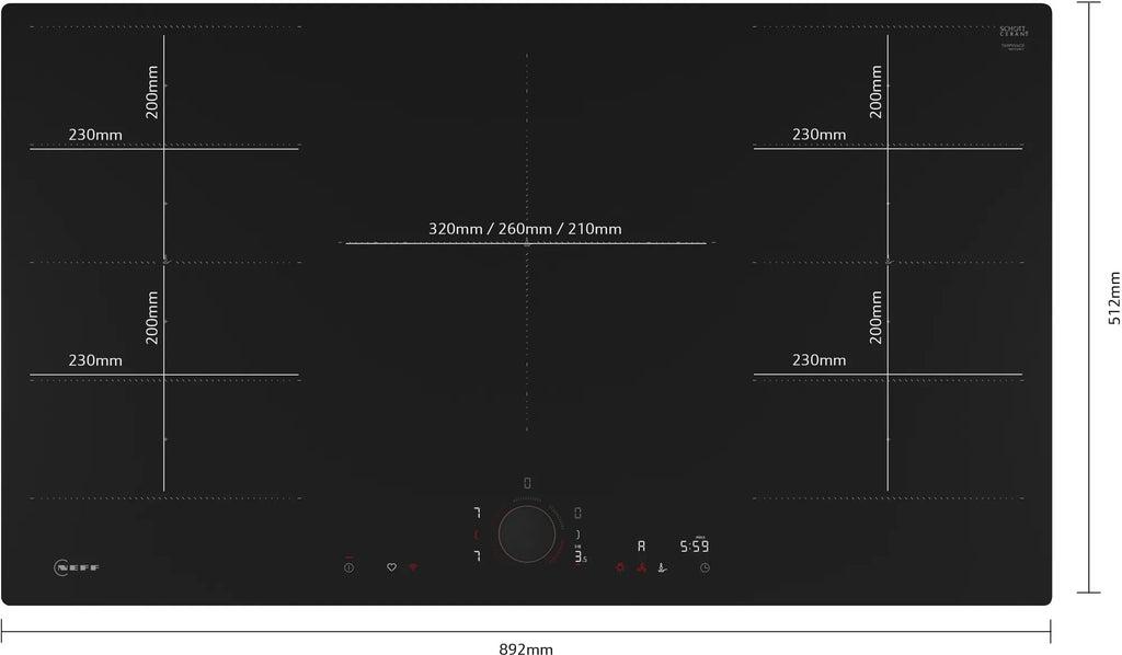 Piano cottura a induzione 90 cm flush mount T69PYV4C0