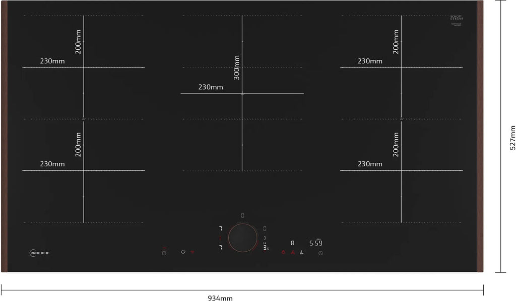 Piano cottura a induzione 90 cm Flex Design T69YYX4C0