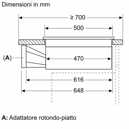 Piano a induzione con cappa integrata 80 cm Flex Design V68YYX4C0