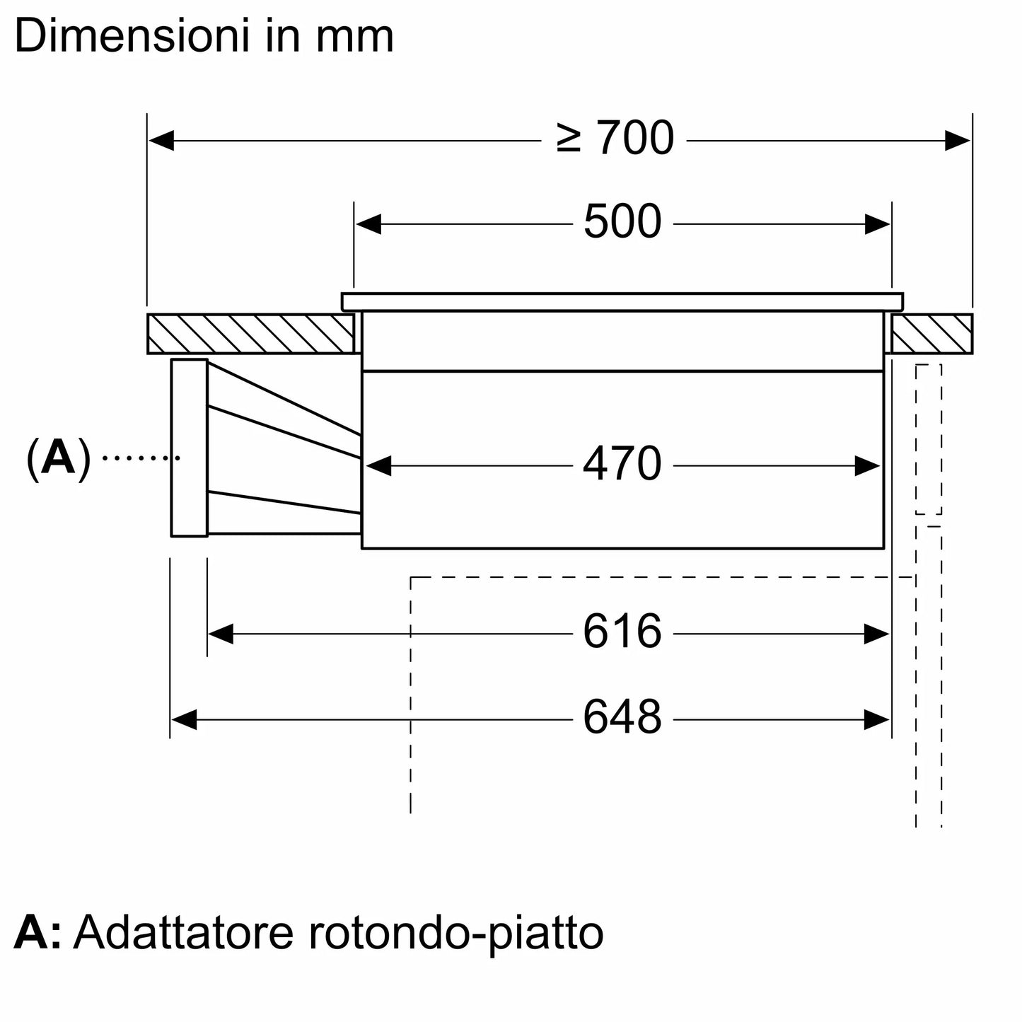 Piano a induzione con cappa integrata 80 cm senza profili V58NHQ4L0
