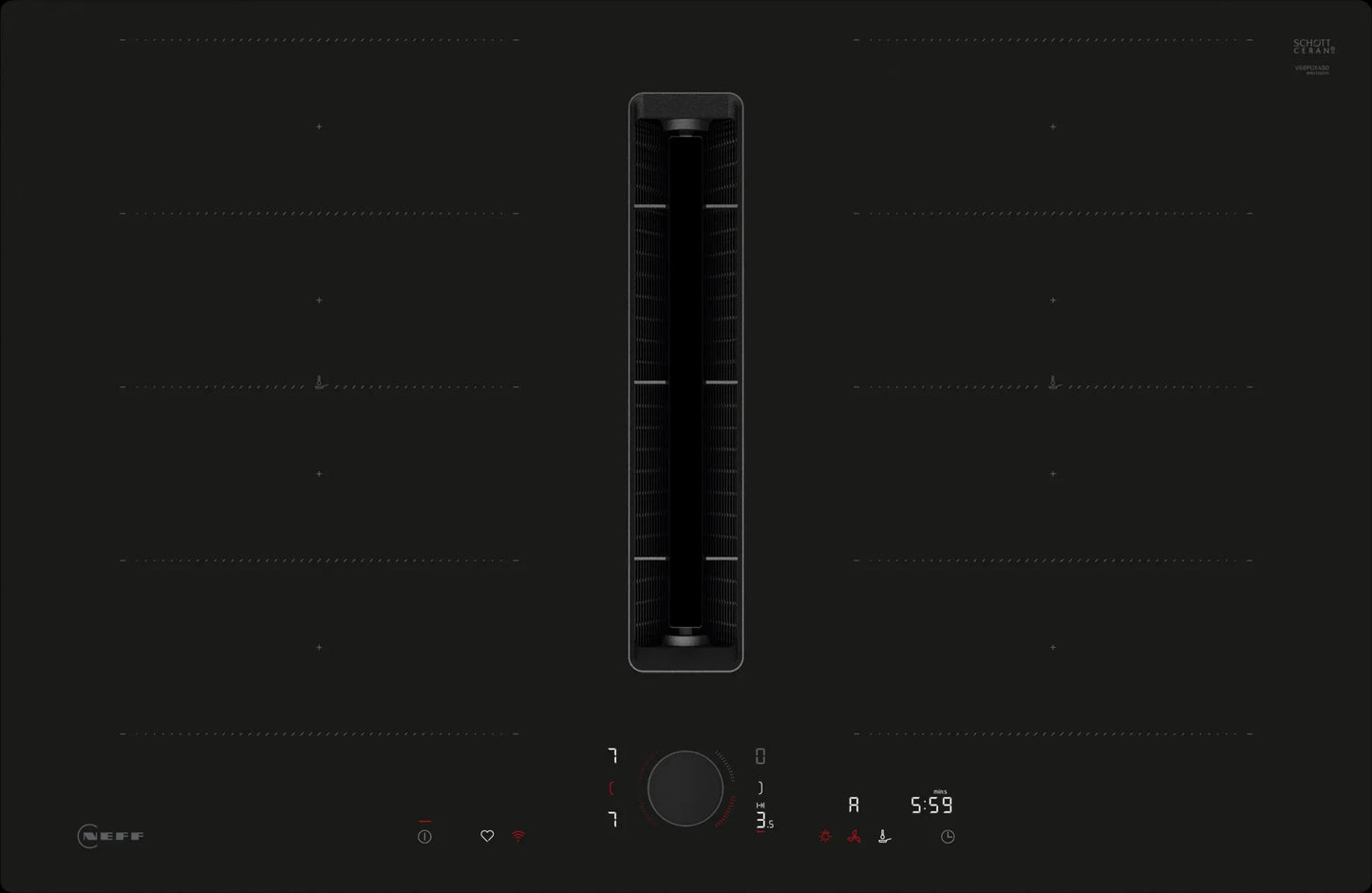 Piano a induzione con cappa integrata 80 cm Nero opaco V68PYX4B0
