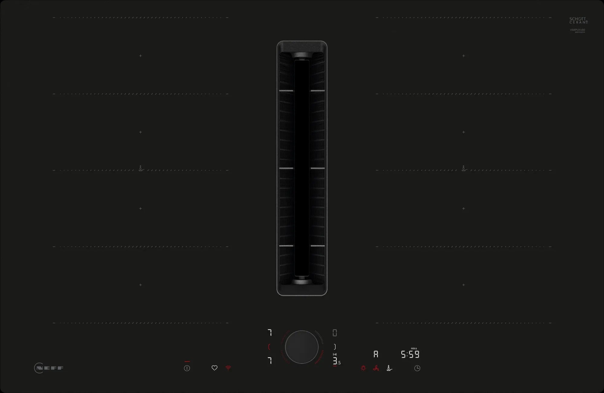 Piano a induzione con cappa integrata 80 cm Nero opaco V68PYX4B0