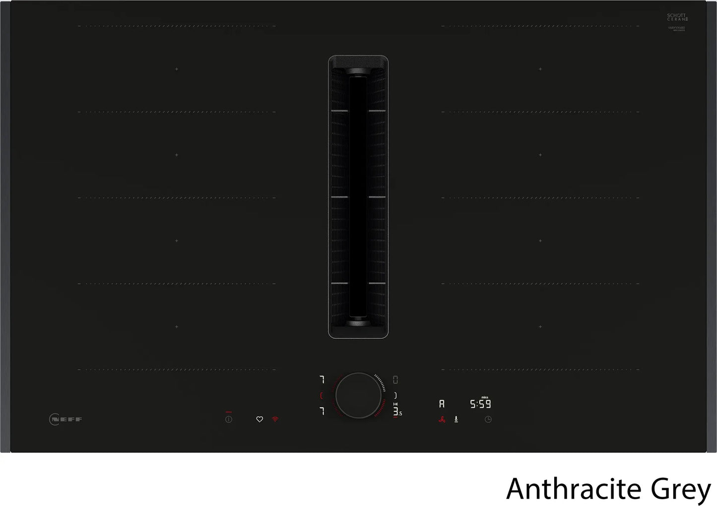 Piano a induzione con cappa integrata 80 cm Nero opaco, Flex Design V68YYX4B0