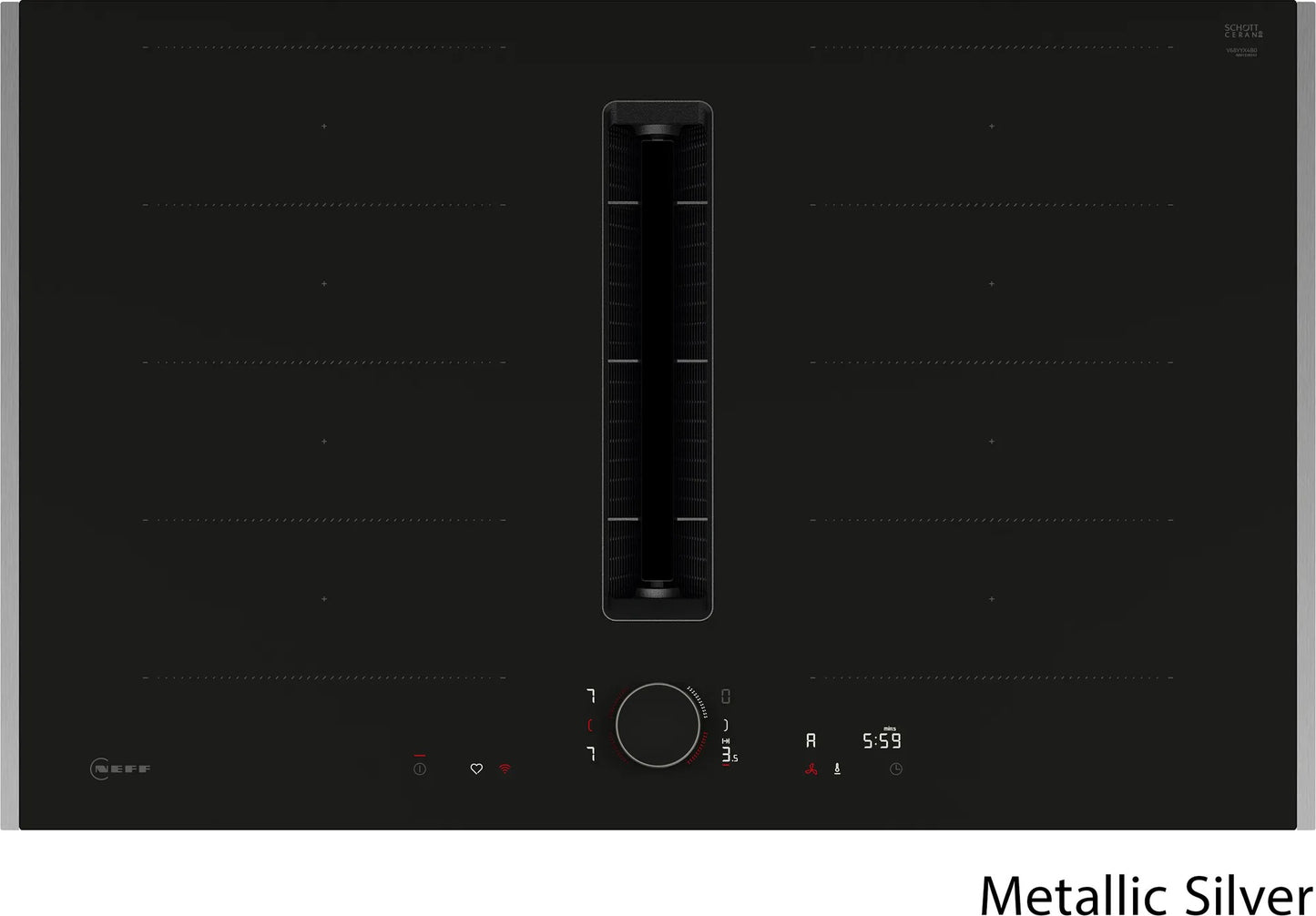 Piano a induzione con cappa integrata 80 cm Nero opaco, Flex Design V68YYX4B0