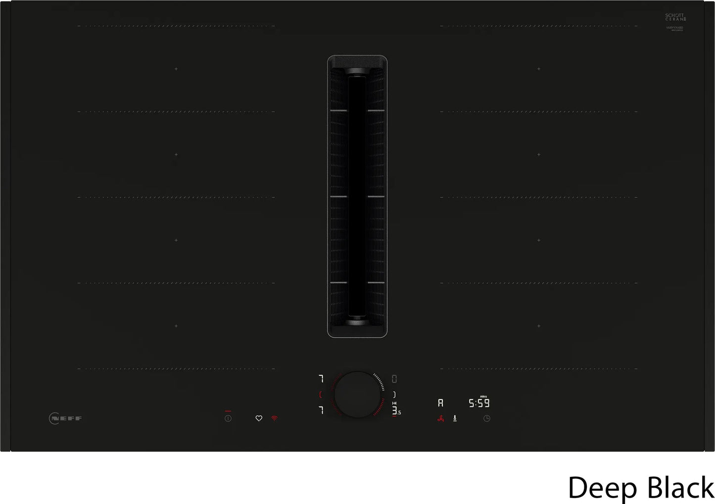 Piano a induzione con cappa integrata 80 cm Nero opaco, Flex Design V68YYX4B0