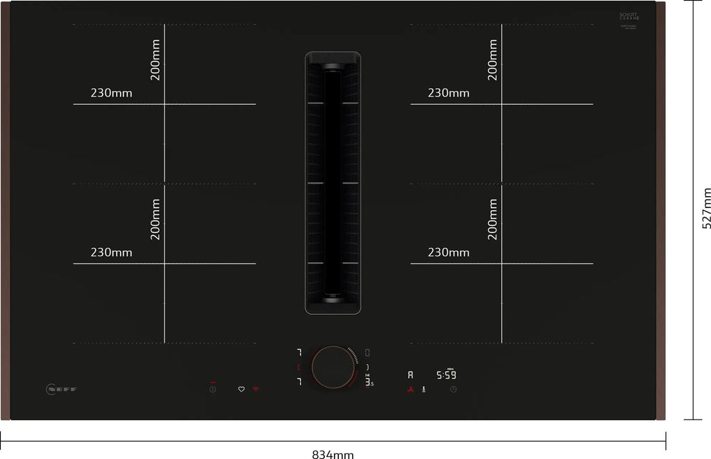 Piano a induzione con cappa integrata 80 cm Nero opaco, Flex Design V68YYX4B0