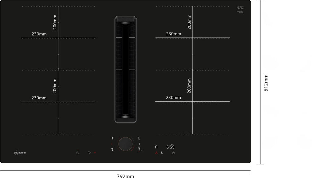 Piano a induzione con cappa integrata 80 cm flush mount V68PYX4C0