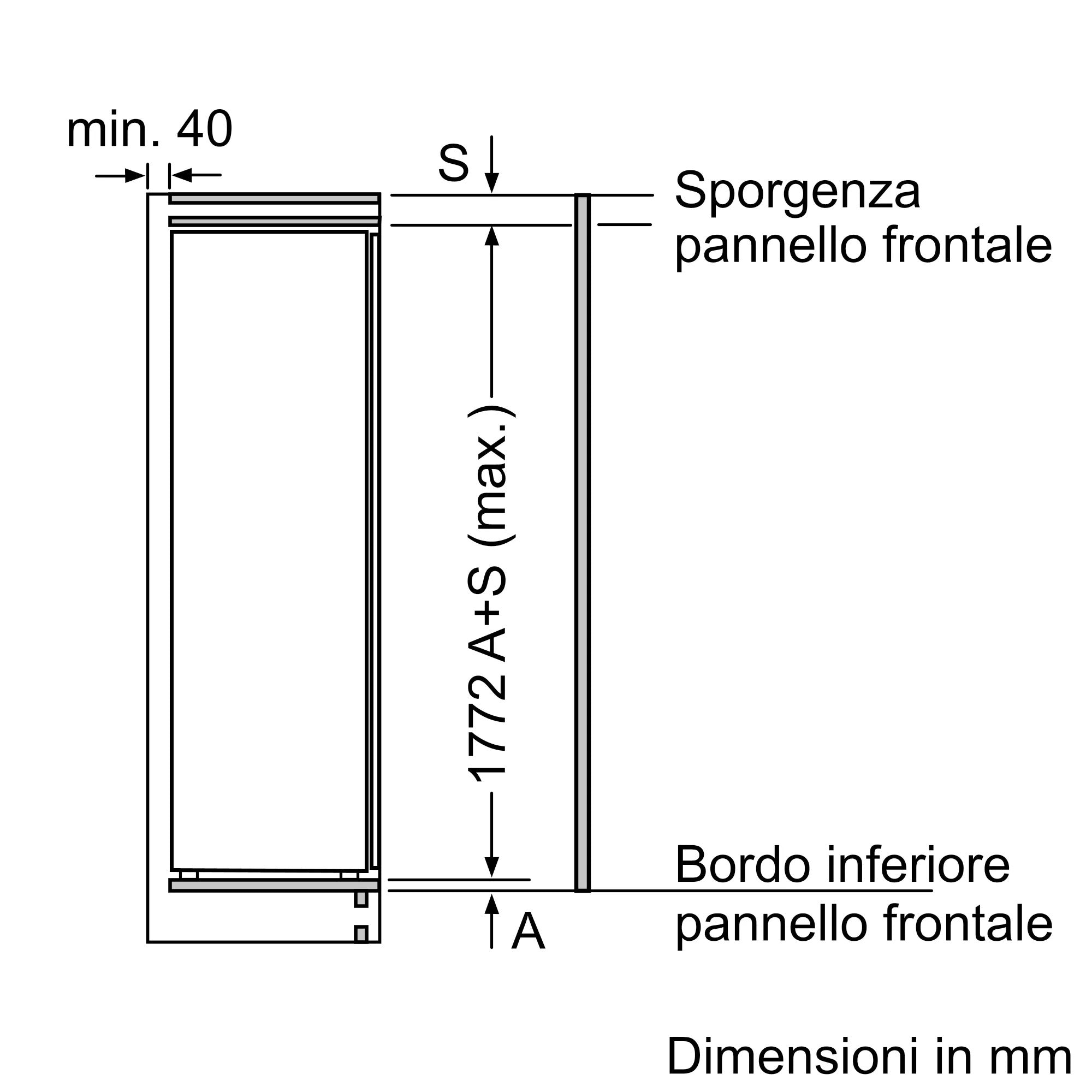 Built-in fridge 177.2 x 55.8 cm cerniera piatta soft closing KI1816DD0