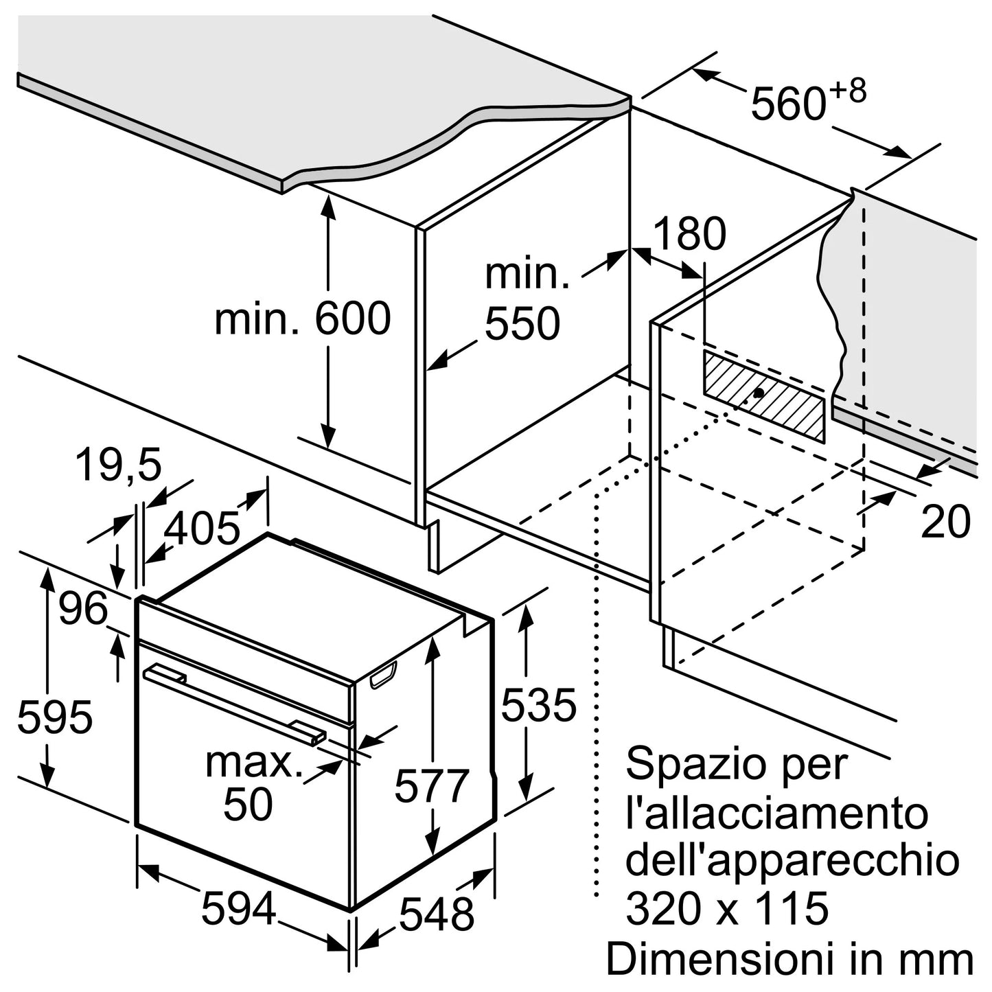Forno con vapore da incasso 60 x 60 cm Acciaio inox B6AVH7AN3F