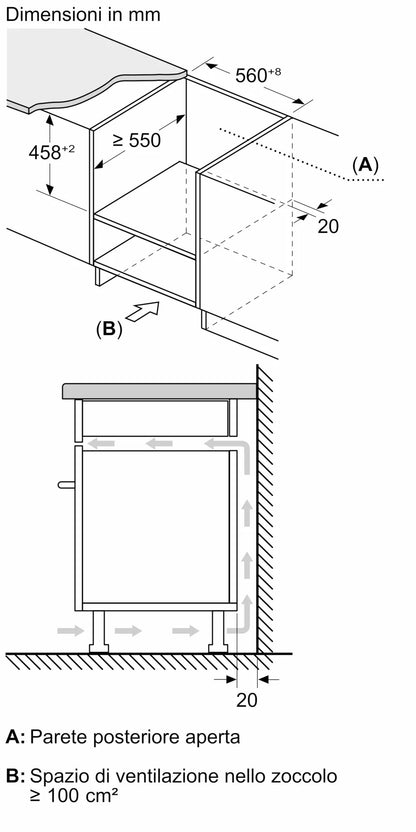 Microonde da incasso con cottura ventilata 60 x 45 cm Graphite-Grey C1AMG84G1