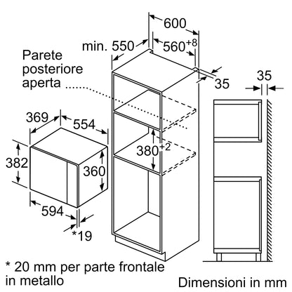 Microonde da incasso con grill 59 x 38 cm Nero HLAGD53G0