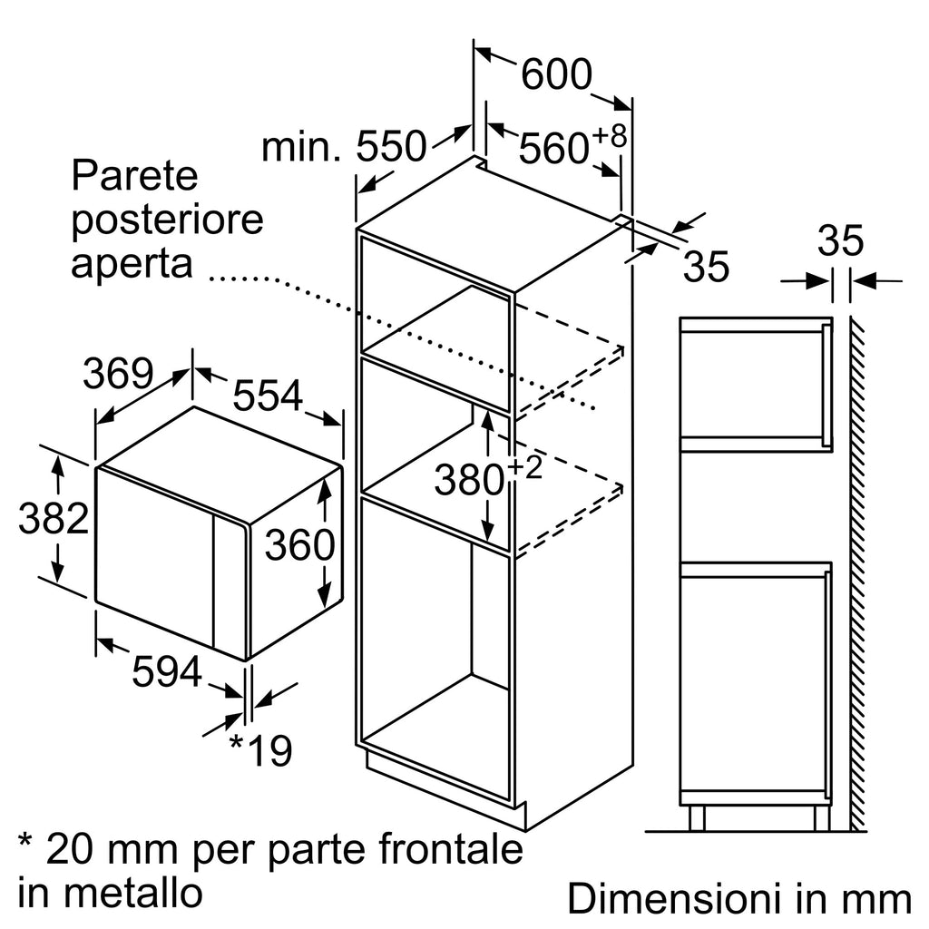 Microonde da incasso 59 x 38 cm Nero HLAWD53K0