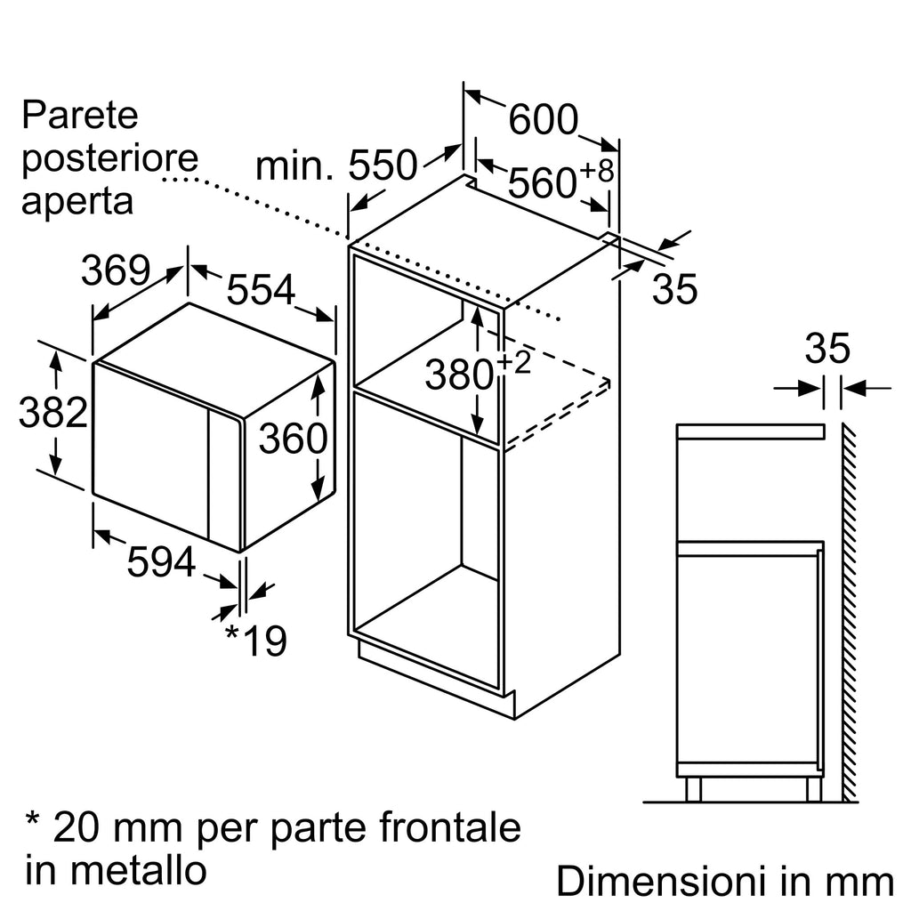 Microonde da incasso 59 x 38 cm Nero HLAWD53K0