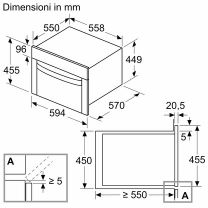 Microonde da incasso con cottura ventilata 60 x 45 cm Graphite-Grey C1AMG84G1