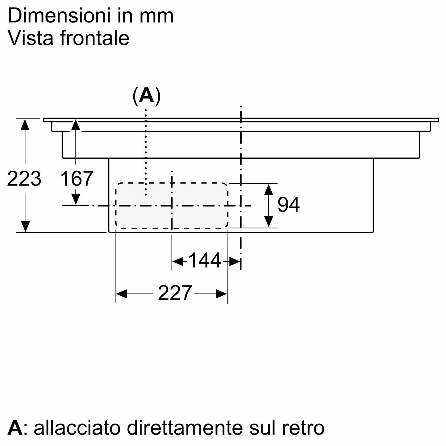 Piano a induzione con cappa integrata 80 cm senza profili V58NBS1L0