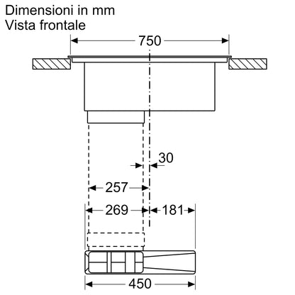 Piano a induzione con cappa integrata 80 cm senza profili V58NHQ4L0
