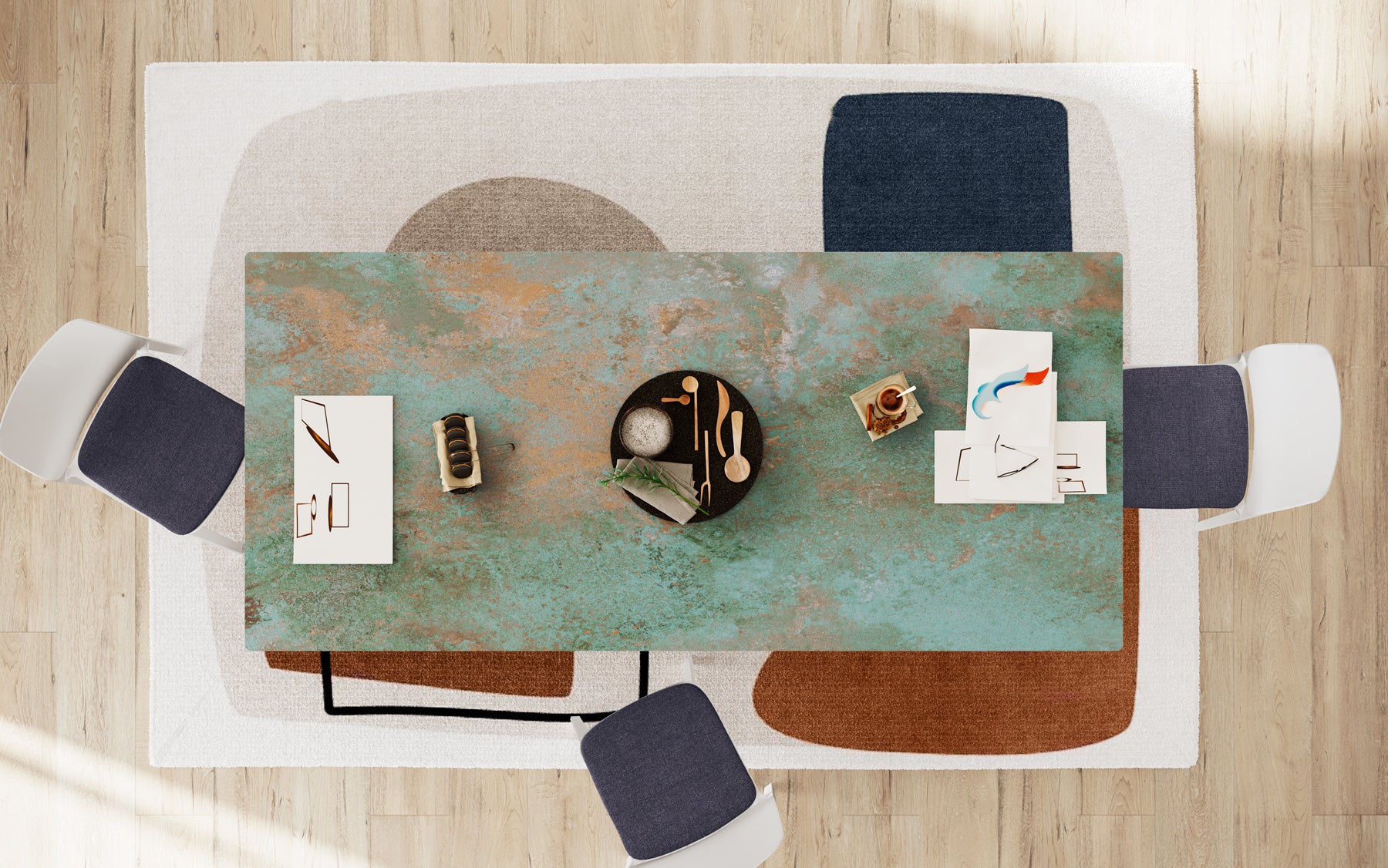 Tavolo Otto Oxide Verderame